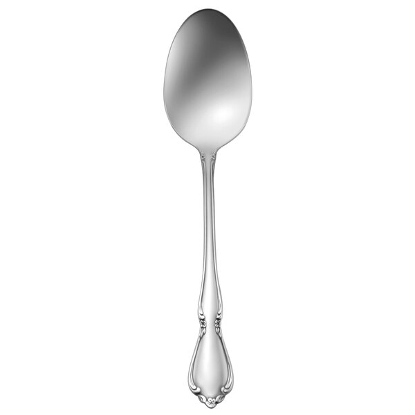 An Oneida Chateau stainless steel serving spoon with a handle.