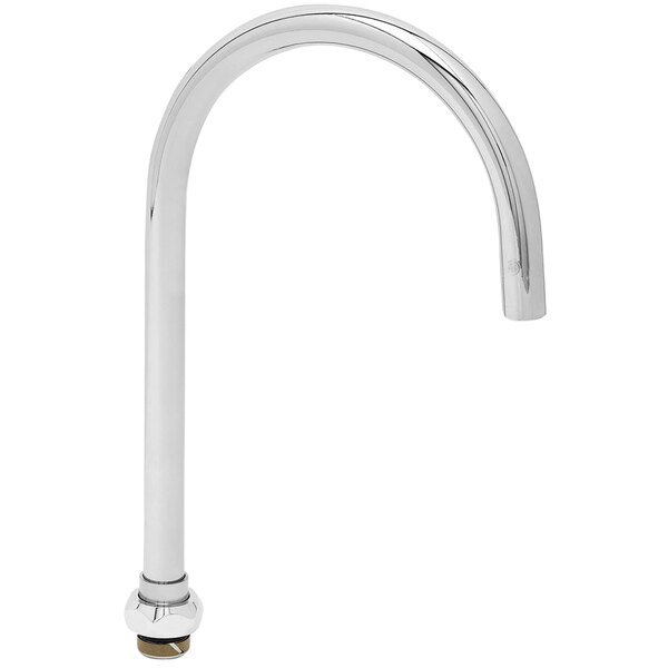 A silver T&S swivel gooseneck faucet nozzle with a plain end.