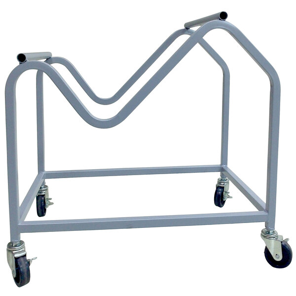 A gray metal National Public Seating stackable chair dolly.