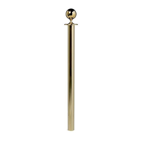 An American Metalcraft gold-plated crowd control stanchion pole with a gold ball on top.