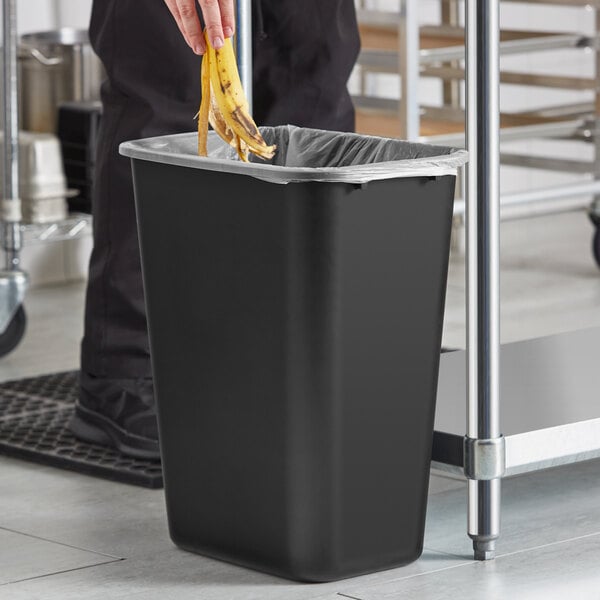 Lavex 41 Qt. / 10 Gallon Black Rectangular Wastebasket / Trash Can