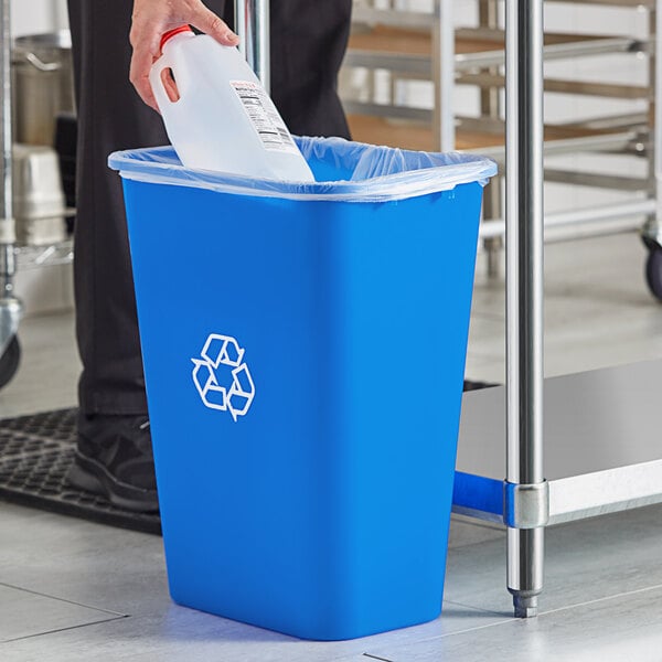 Lavex 41 Qt. / 10 Gallon Blue Rectangular Recycling Wastebasket / Trash Can