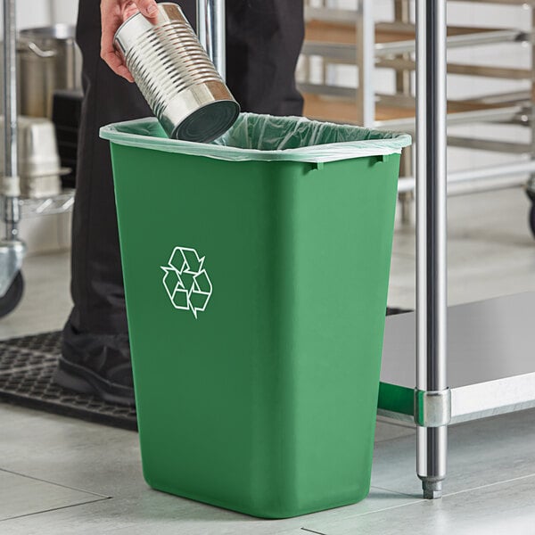 Lavex 41 Qt. / 10 Gallon Green Rectangular Recycling Wastebasket / Trash Can