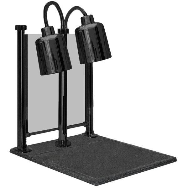 A black Hanson Heat Lamp carving station with two shades.