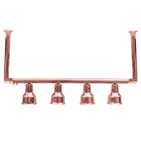 A Hanson Heat Lamps copper ceiling mount with four bulbs.