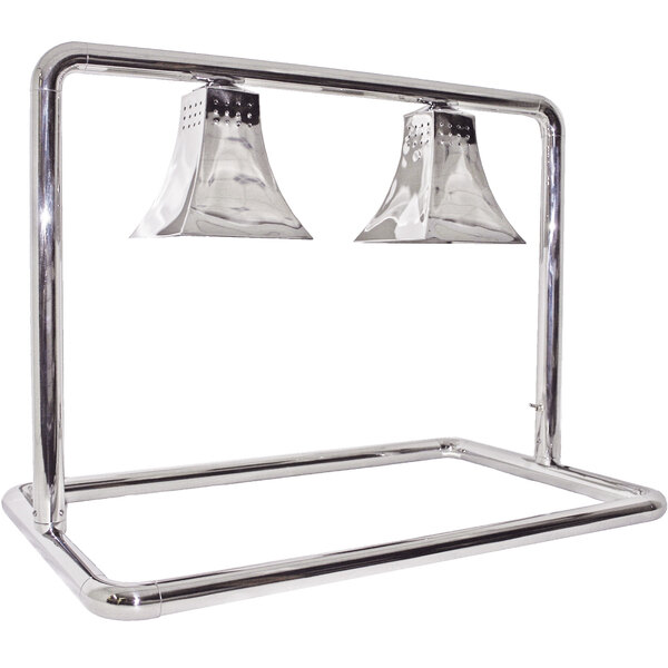 A Hanson Heat Lamps dual bulb food warmer with chrome and royal shades.
