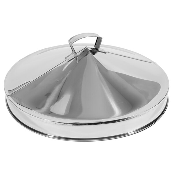 A Town stainless steel steamer cover with a handle.