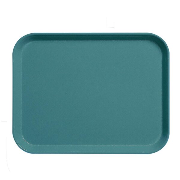 A dark blue rectangular Cambro cafeteria tray.