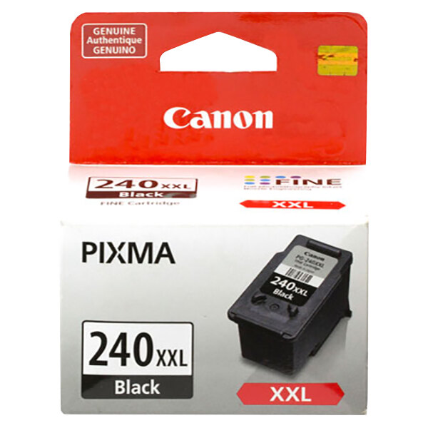 A Canon 5204B001 extra high-yield black inkjet printer ink cartridge in a red box with white text.