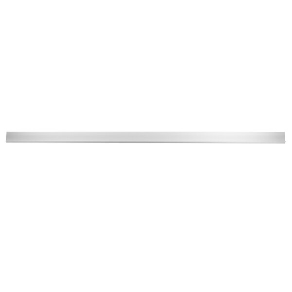 A long white metal rectangular shelf tag holder.