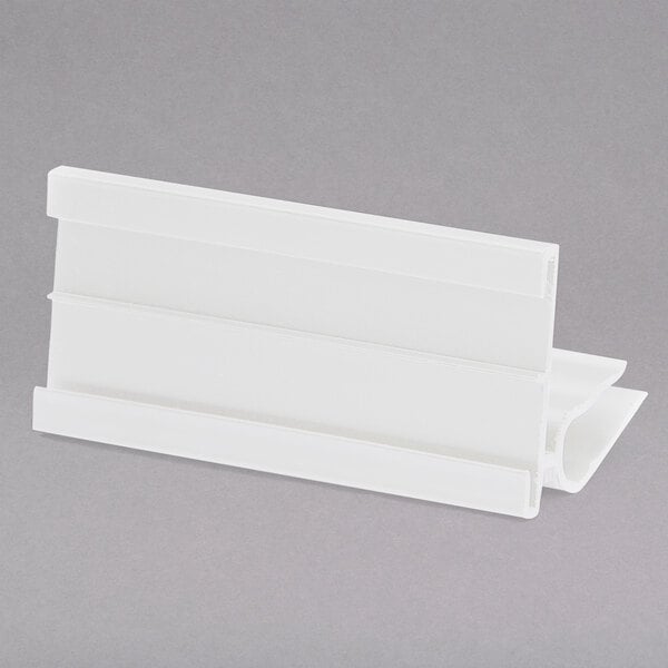 A white plastic Elite Global Solutions Venetian tag holder with a white handle.
