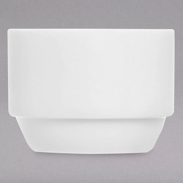 A close-up of a white Chef & Sommelier bone china bouillon bowl.