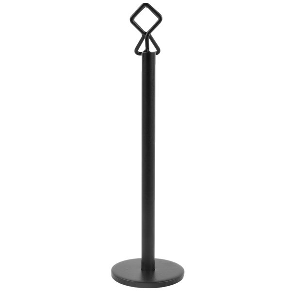 A Tablecraft black metal square table card holder pole.