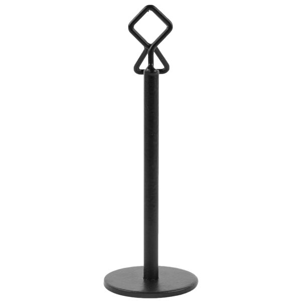 A black metal Tablecraft menu / card holder pole.