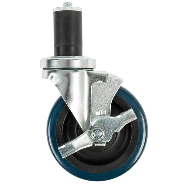An Advance Tabco heavy duty stem caster with a metal wheel and black rubber tire.