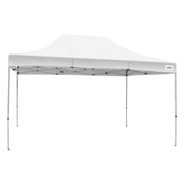 A white Caravan Canopy tent with a pole.