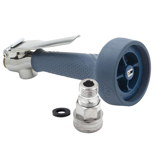 A T&S JeTSpray pre-rinse spray nozzle with a metal nut on the end.