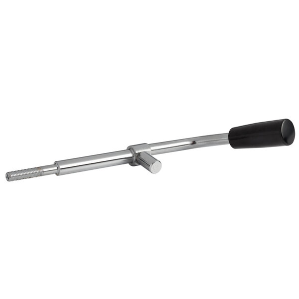 A metal bar with a black handle, a metal tool part for an Avantco meat slicer.
