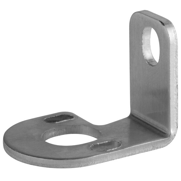 A stainless steel Avantco support bracket with holes in the corners.