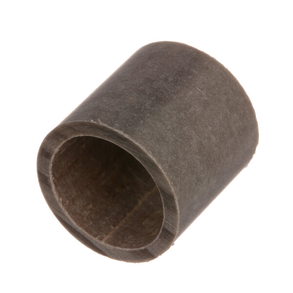 A close-up of a black cylindrical rubber insulator.