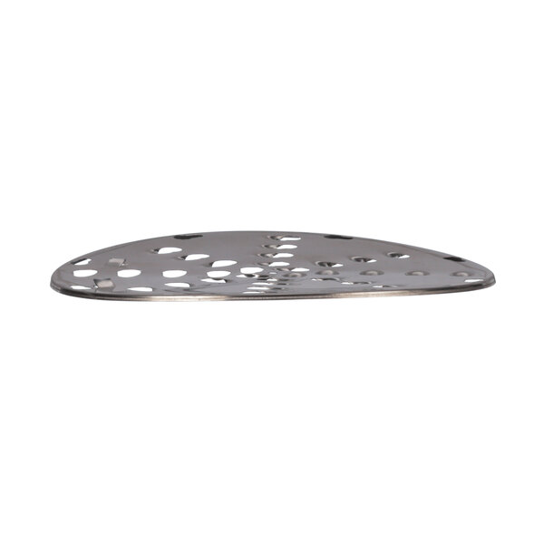 A stainless steel Hobart Shredder Plate with holes in it.