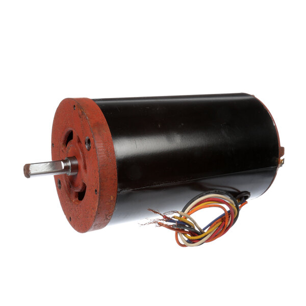 A black electric motor with wires.