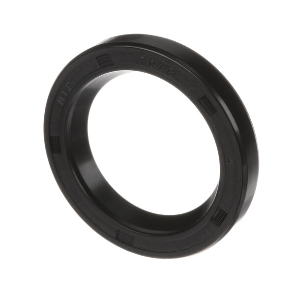 A black round rubber seal with holes on a white background.