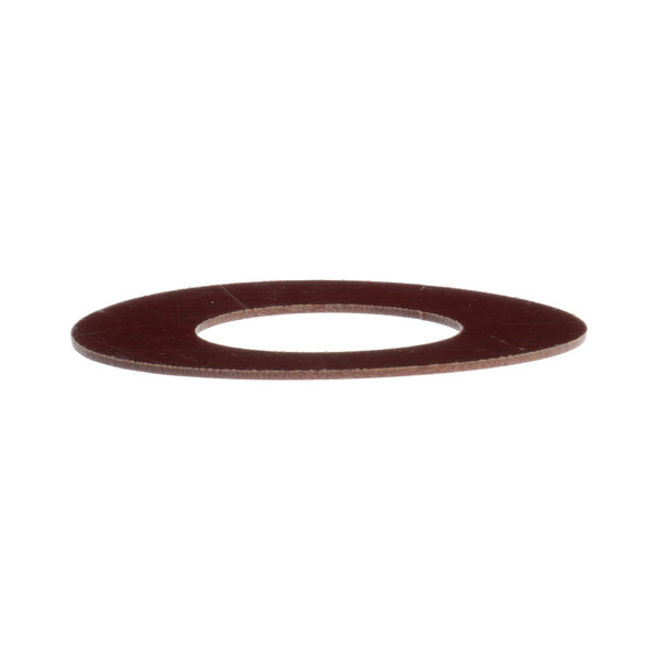 A close up of a brown rubber spacer with a circle shape.