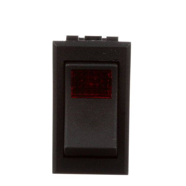 A black rectangular Royalton on/off switch with a red light.