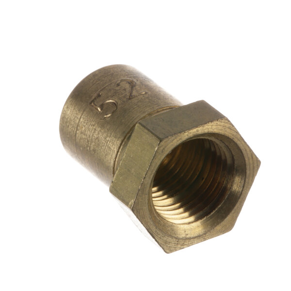 A close-up of a brass threaded nut for a Royal Range.