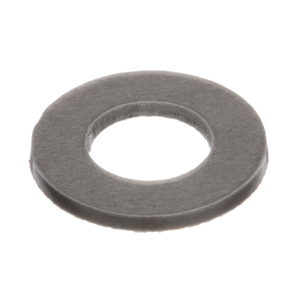 A grey round washer with a hole in it.
