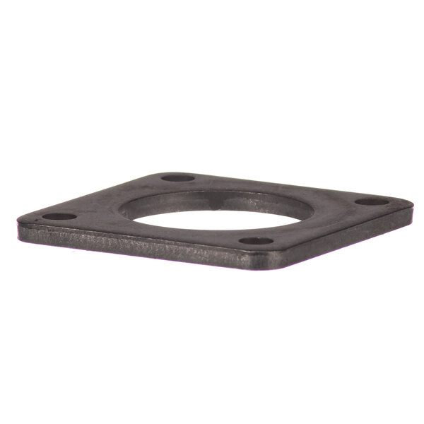 A black square metal retainer with holes.