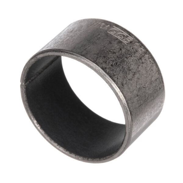 A black metal cylindrical bushing with a silver finish.