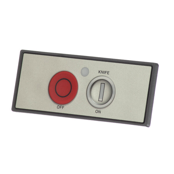 A rectangular Hobart Auto Bezel Assy with red and white buttons.