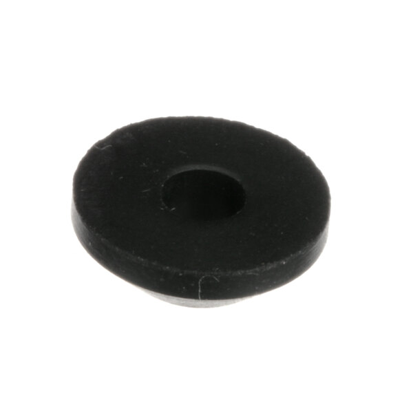 A black rubber Quality Espresso gasket with a hole in it.