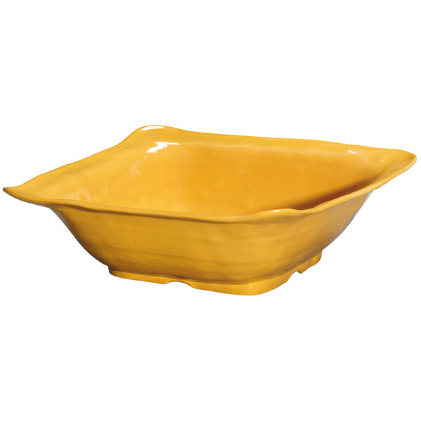 A tropical yellow square bowl.