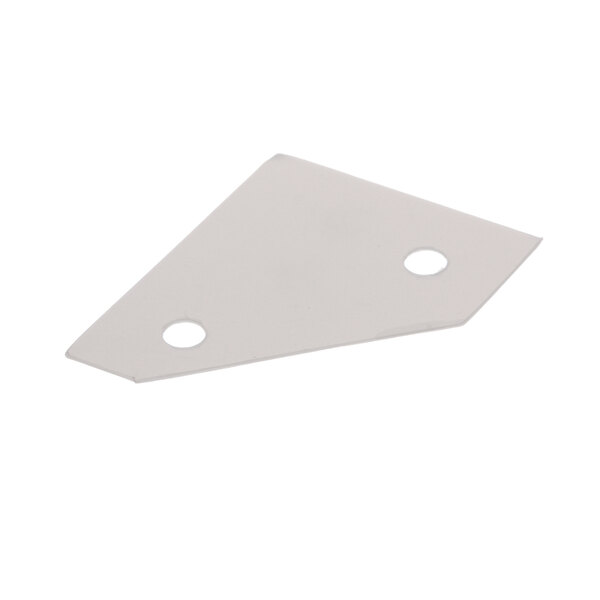 A white triangular plastic barrier with holes.
