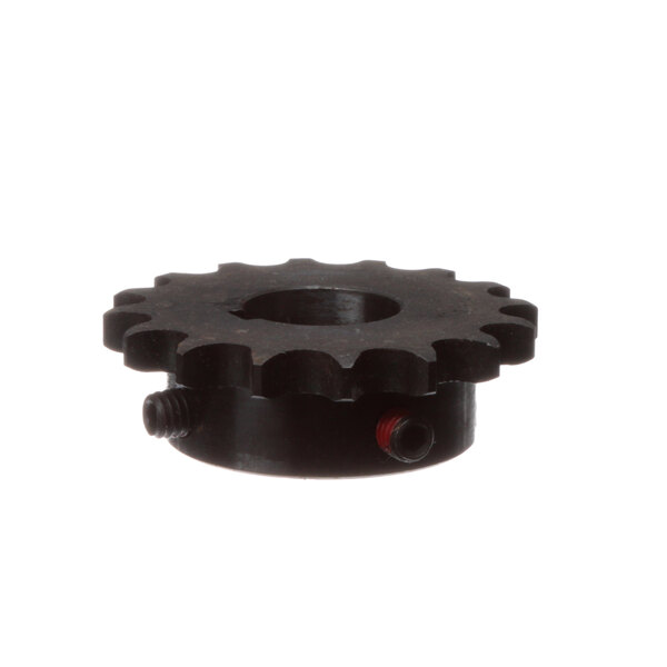 A black metal Cutler Industries sprocket with a hole.