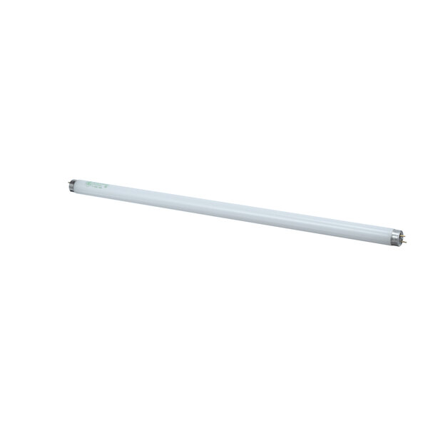 A white fluorescent tube light with a silver base.