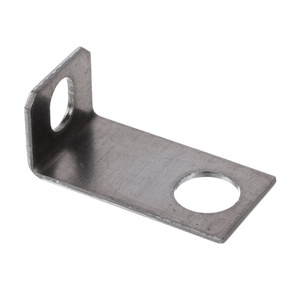 A metal Hobart bracket with a hole in the middle.