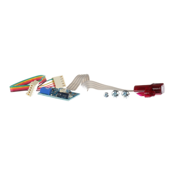 A white and red wire harness with a connector.