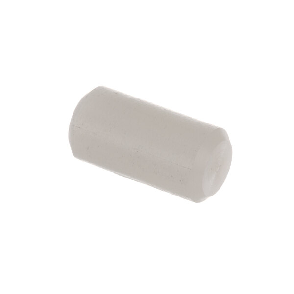 A white plastic cylinder with a black button on top.