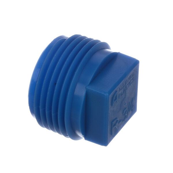 A close-up of a blue plastic Hobart plug.
