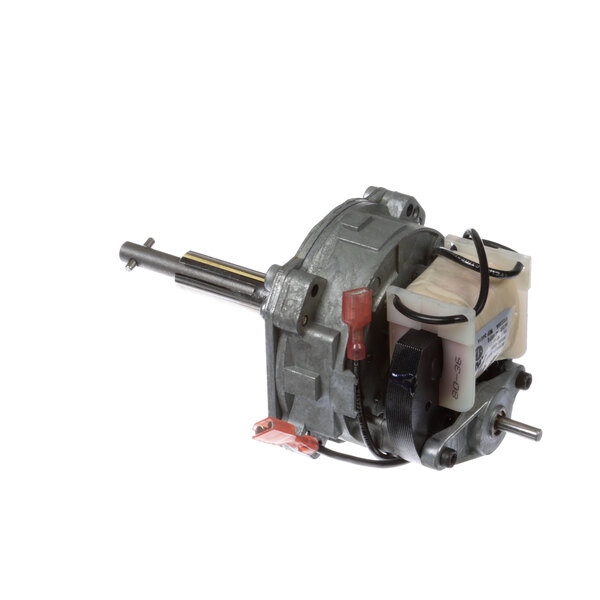 A Wisco Industries 115v gear motor with a small gear attached.