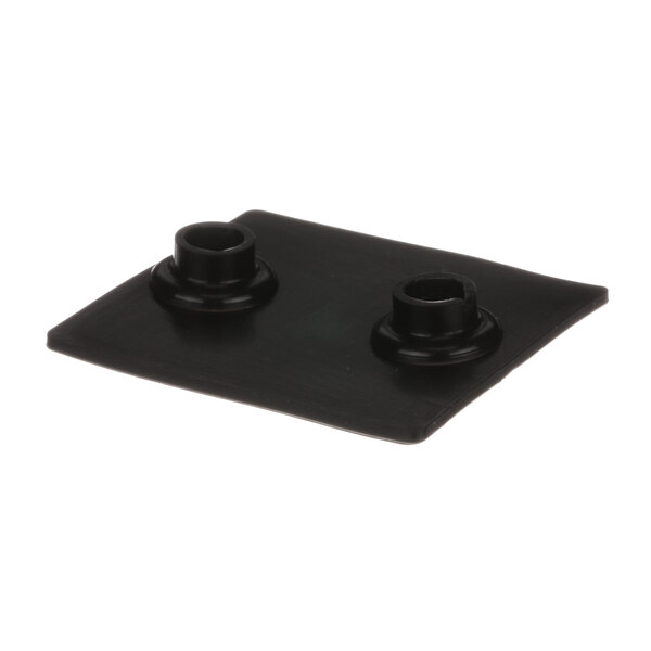 A black rectangular Hobart 00-915586 Gasket with two round holes.