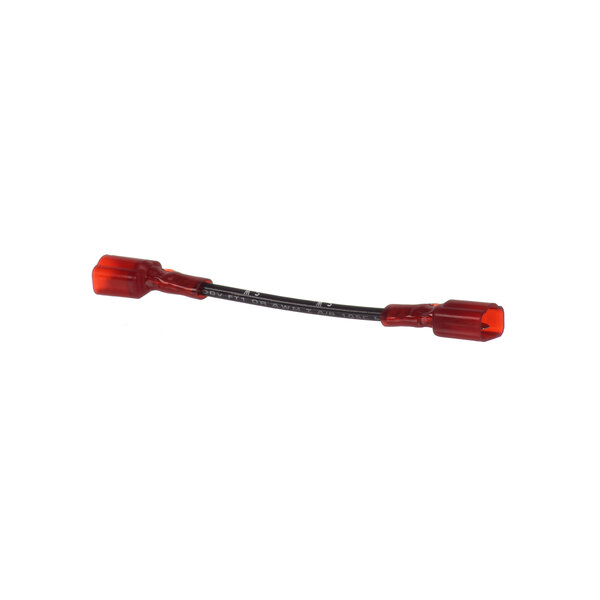 A red and black wire with black and white connectors.