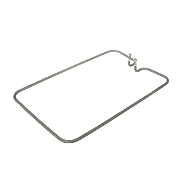 A rectangular metal plate with a small hole in it.