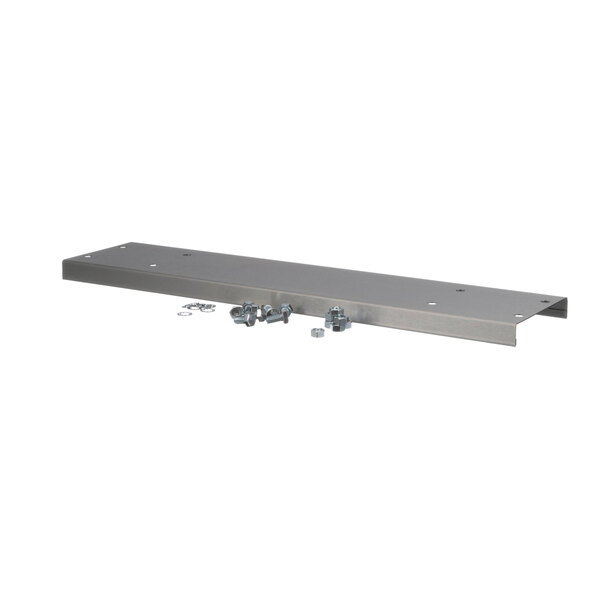 A stainless steel rectangular Lakeside dish cover shelf with screws.