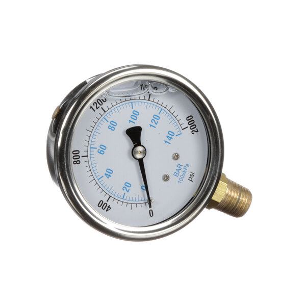 A close-up of a Spray Master pressure gauge with a white background.
