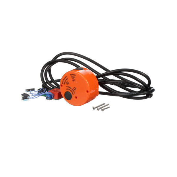An orange and black Dynamic Mixers control case assembly with wires and a plug.